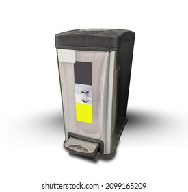 Home Dustbin In Silver Color.