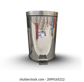 Home Dustbin In Silver Color.