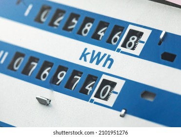Home electricity meter. An electric meter for use in a home appliance with copied space. It is a modern technology that can monitor electricity consumption. - Shutterstock ID 2101951276