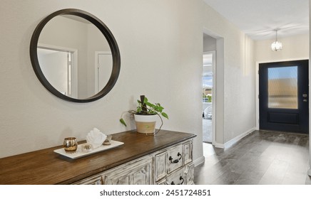 a home entryway table with decor