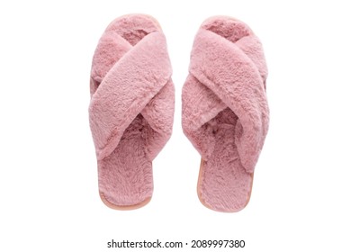 Home female slippers on a white isolated background.