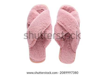 Home female slippers on a white isolated background.