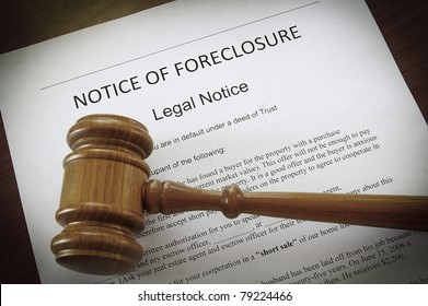 Home Foreclosure Document And Legal Gavel