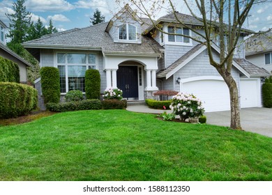 Home And Front Yard In Early Spring Season 