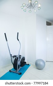 Home Gym With Exercise Mat,rubber Gym Ball And Elliptical Trainer