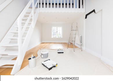 Home improvement and decorating - a room or apartment is painted with emulsion