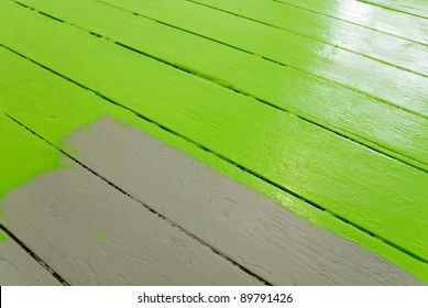 Home Improvement Painting The Floor With Green Paint