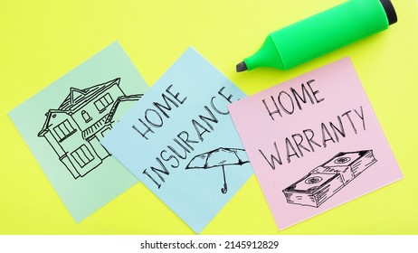 Home Insurance Or Home Warranty Are Shown On A Photo Using The Text