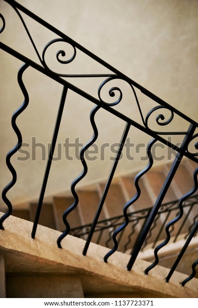 Home Interior Wrought Iron Stair Railing Stock Photo Edit
