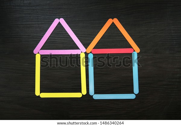 Home Made Colorful Sticks House On Stock Photo Edit Now 1486340264