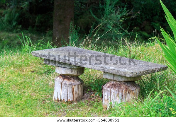 Home Made Garden Bench Seat Stone Stock Photo Edit Now 564838951