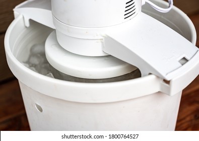 Home Made Ice Cream Maker On Backdoor Porch