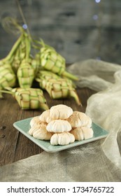 Home Made Of Malaysia Traditional Coconut Cream Cookies Or 'Kuih Bangkit' On The Table. Famous Delicacy For Hari Raya.