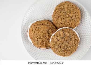 Home Made Oatmeal Creme Pies On A Stand