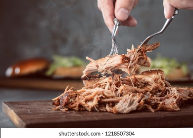 Home made pulled pork ready to be eaten - Shutterstock ID 1218507304