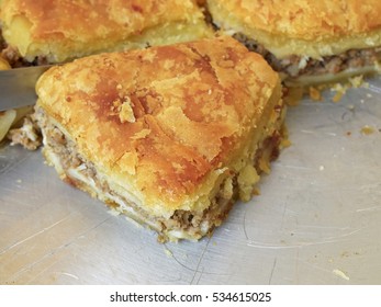 Home Made Sliced Meat Pie Closeup