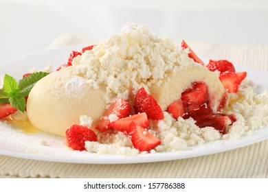 Home Made Strawberry Dumplings On A Plate