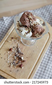 Home Made White And Chocolate  Ice Cream With Nuts