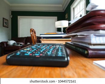 Home Office With Calculator - Low View And Selective Focus