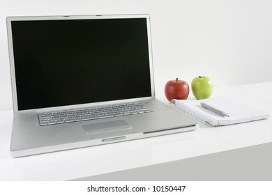 Home office. Computer in white background.