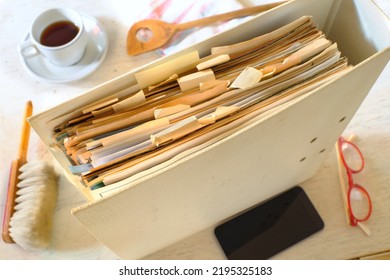 Home Office Concept,file Folder And Household Objects, Double Pressure For People Working From Home
