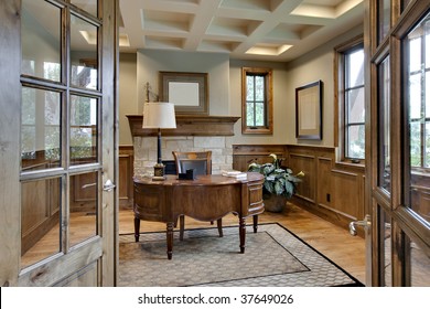 Home Office With Elegant Wood Trim