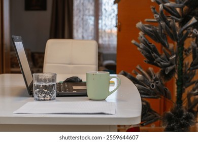 Home office, remote working from home, holiday Christmas spirit, lifestyle, home concept. - Powered by Shutterstock