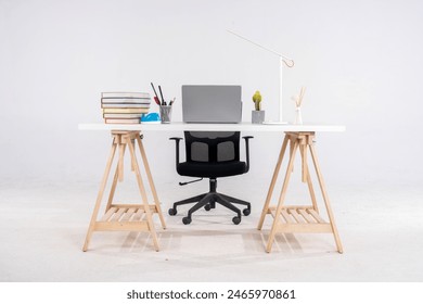 Home office scene on white background