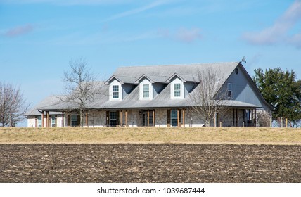 Home On The Ranch , Open Field , Farm Lands Ready To Be Planted For Spring With The Perfect Ranch House In Texas