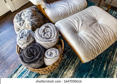 Home Organization And Storage Of Living Room Den Soft Blankets For The Winter For An Organized Home