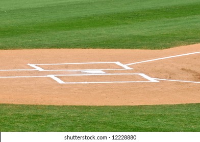 Home Plate And Batters Box Of Baseball Field