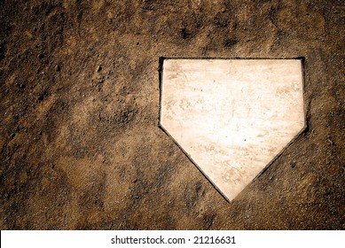 Home Plate On Baseball Field With Copy Space