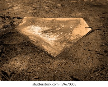 Home Plate On Baseball Field With Copy Space