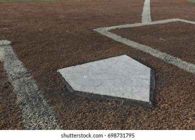 Home Plate View Toward The First Base Line On A Turf Infield