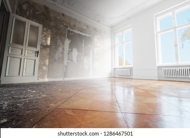 home renovation, empty room before and after refurbishment or restoration  - Shutterstock ID 1286467501