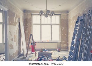 home renovation - old flat during renovation - vintage filter 
