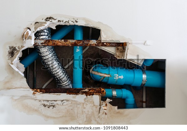 Home Residential Problem Damage Ceiling Restroom Stock Photo 1091808443 ...