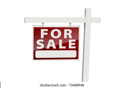 Home For Sale Real Estate Sign Isolated On A White Background With Clipping Path.