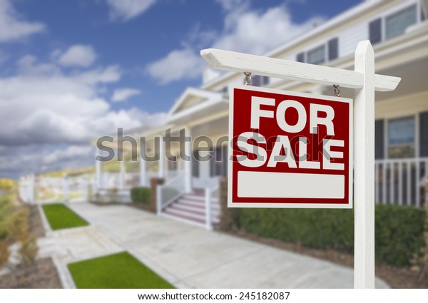 Home Sale Real Estate Sign Beautiful Stock Photo (Edit Now) 245182087