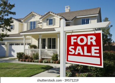 Home For Sale Sign In Front Of New House.