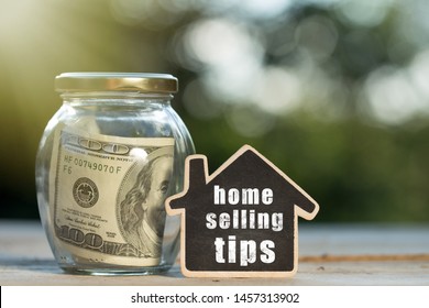 Home selling tips - written on the little house shape tag - real estate concept