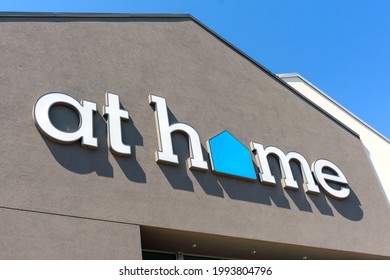 At Home Sign, Logo On Facade Of The Home Decor Superstore - San Jose, California, USA - 2021