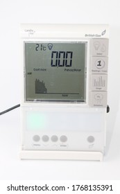 Home Smart Meter Displaying Electricity Cost Isolated On A White Background. Lancashire, UK, 02-07-2020