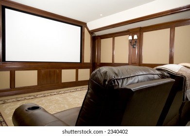 Home Theatre In A Mansion With Custom Woodwork Plush Seats