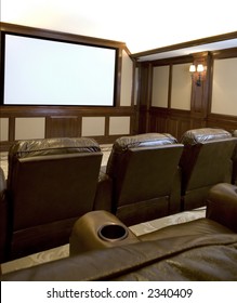 Home Theatre In A Mansion With Custom Woodwork Plush Seats