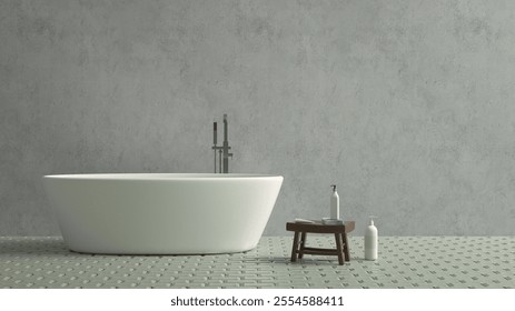 Bañera temática casera en el baño Representación 3D