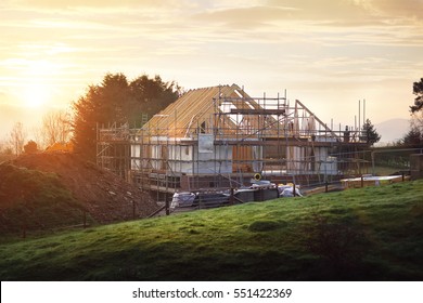 Home under construction on a building site