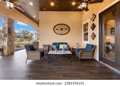 A home view about a back patio 