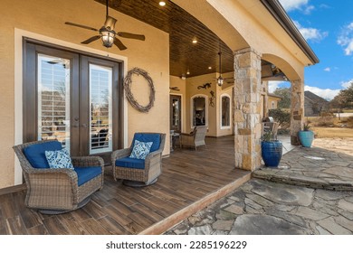 A home view about a back patio 