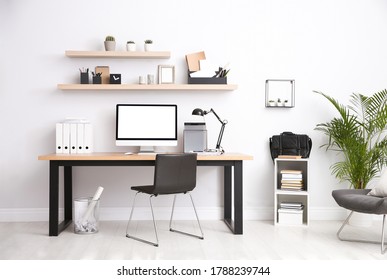 Modern Computer On Table Office Interior Stock Photo (Edit Now) 1690735207